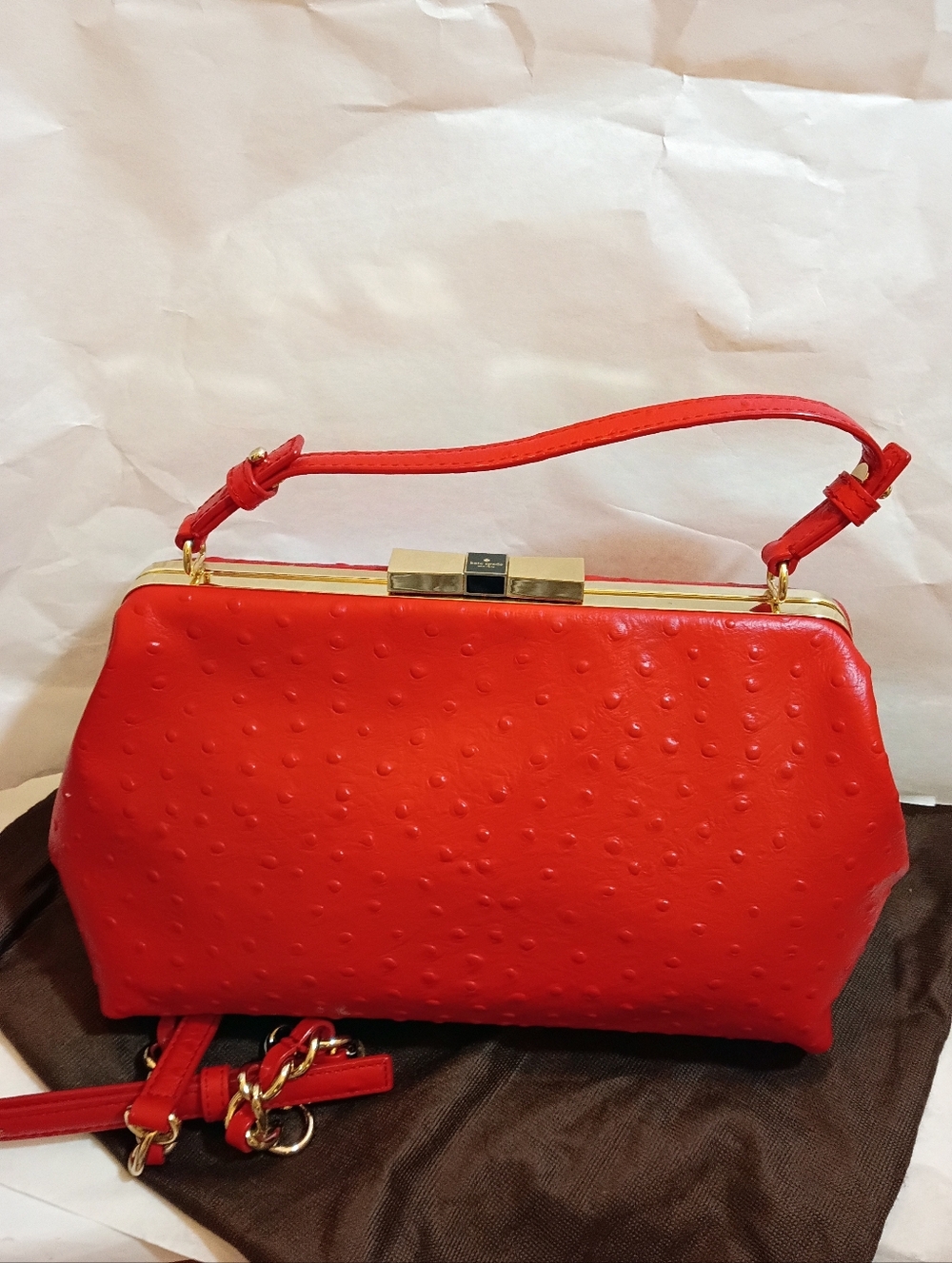 Kate Spade Victoria Falls Madeline Ostrich Crossbody Shoulder Bag